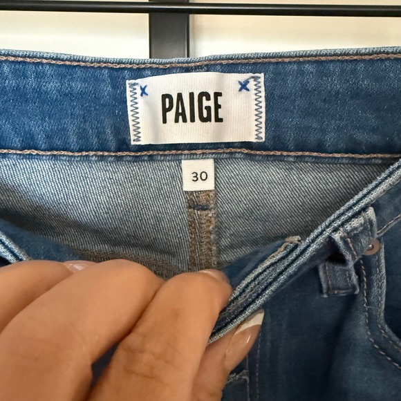 Paige Leenah Slim Wide Leg Jeans Glowing Waves Button Fly 30 NEW High Rise - Picture 7 of 11